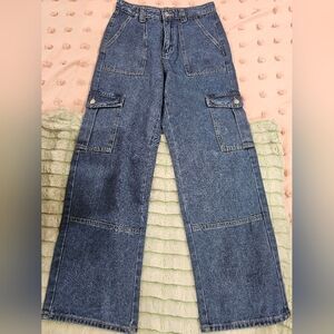 Women's Blue Cargo Jeans